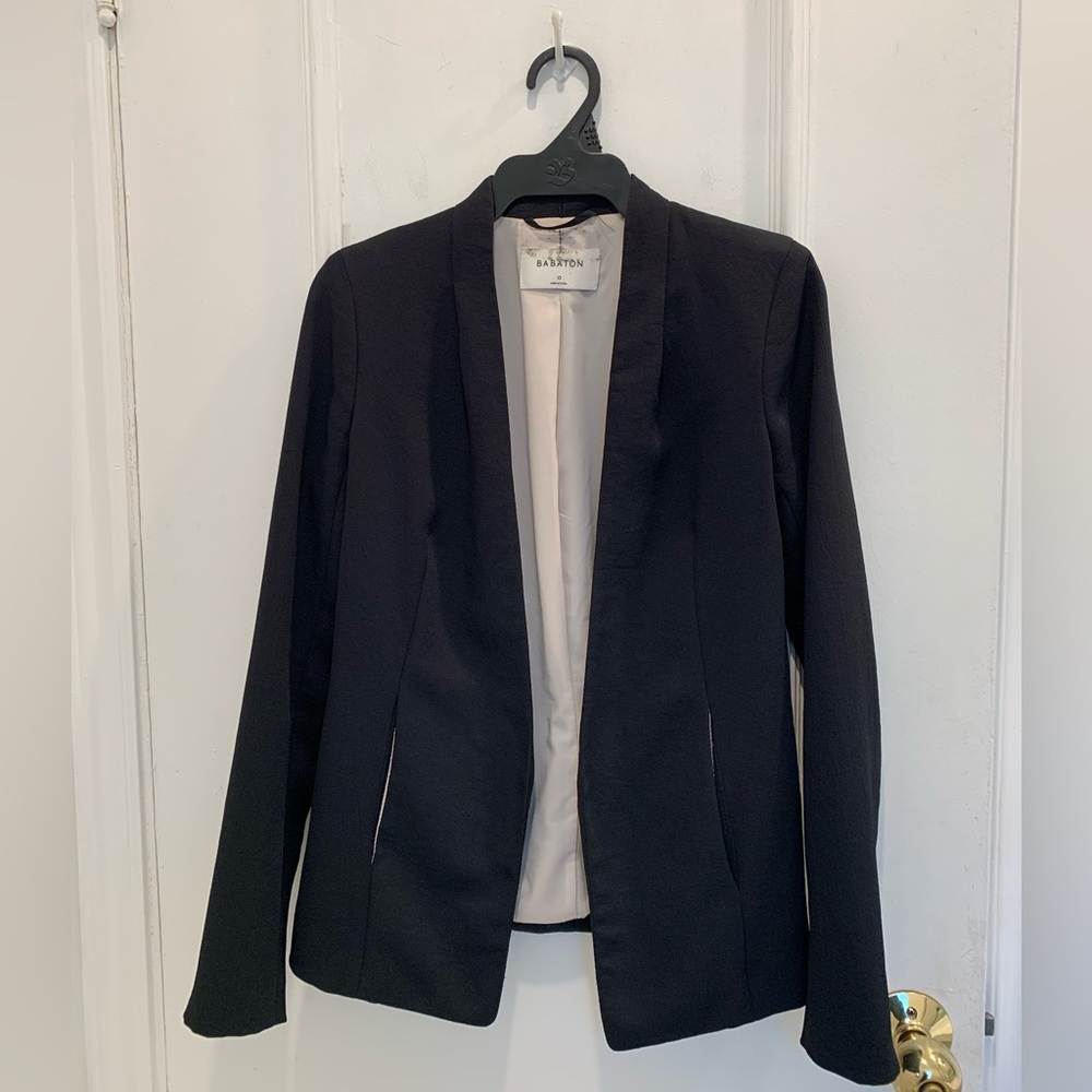 Babaton black collarless blazer. Size 0